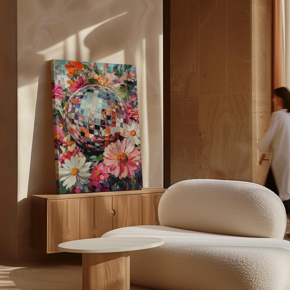 Shimmering Disco Ball Nestled in a Colorful Flower Garden Poster - Image 4