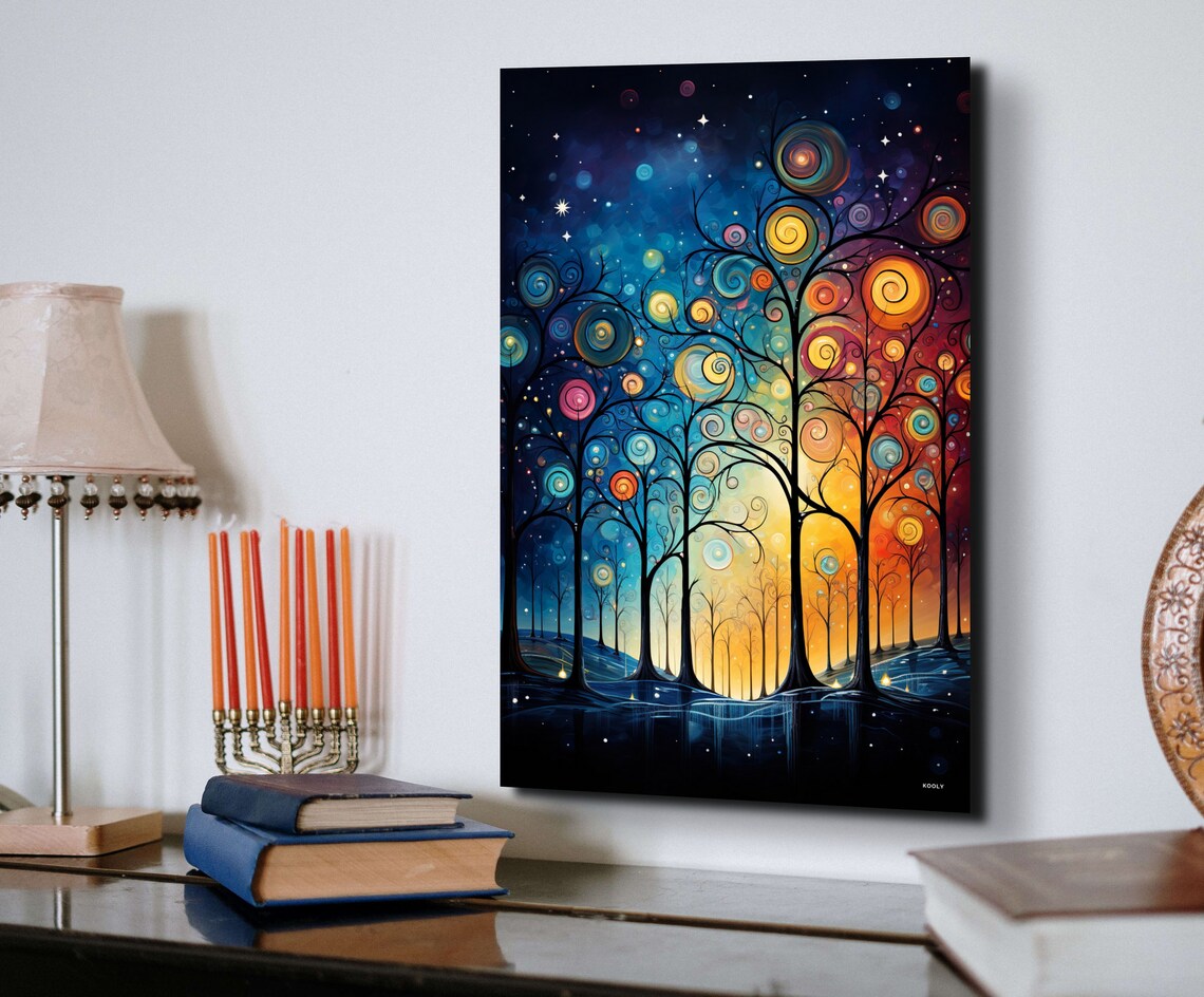 Colorful Tree Wall Art, Twisted Branches Art Print