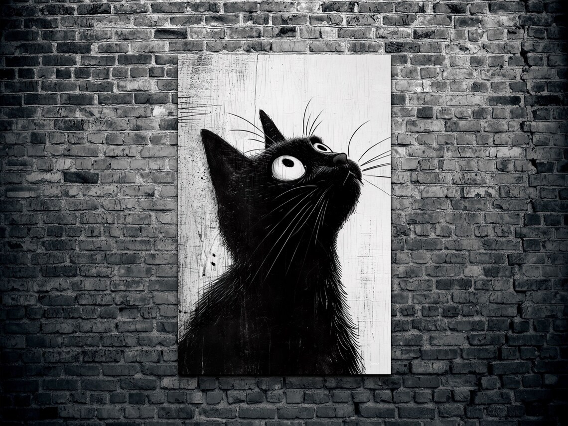 Cat Wall Art Print, Modern Abstract Portrait - Image 2