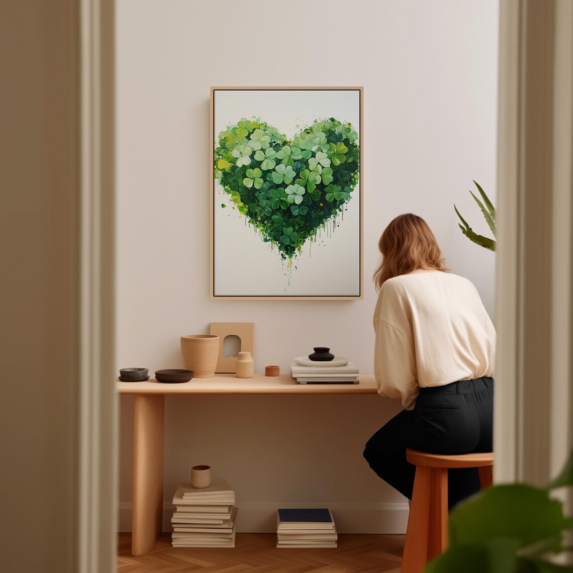 Heart Shaped Clover Art Print, Nature Themed - Image 3