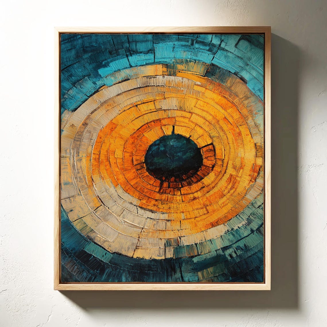Teal And Orange Mosaic Tree Ring Abstract Botanical Decor Poster - Image 3