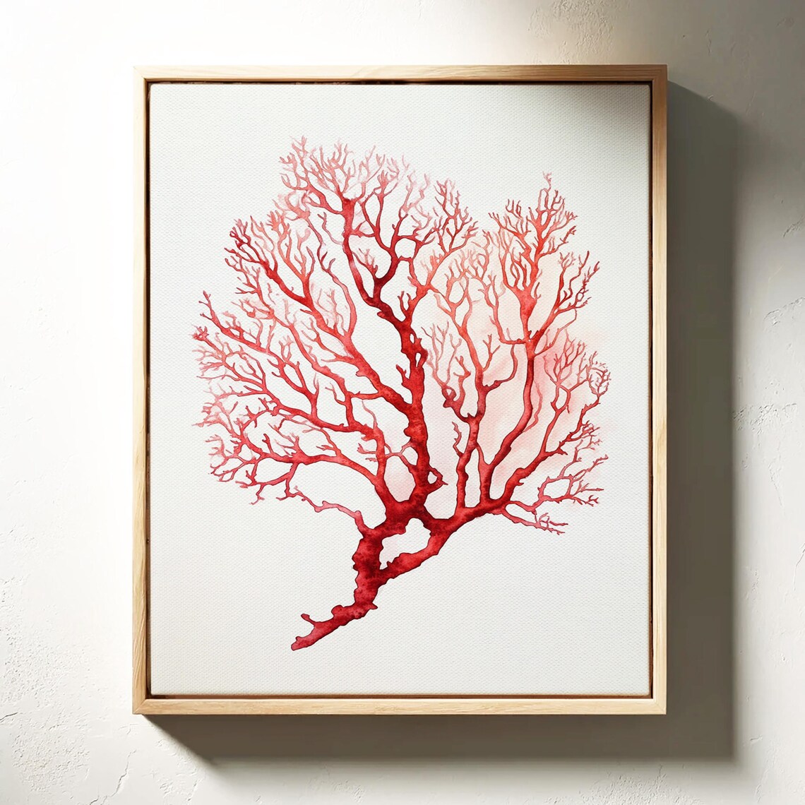 Abstract Red Coral Watercolor, Coastal Decor - Image 3
