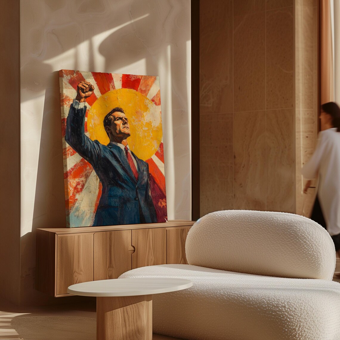 Inspirational Leader Art Raised Fist Bold Sunburst Motivational Poster - Image 3