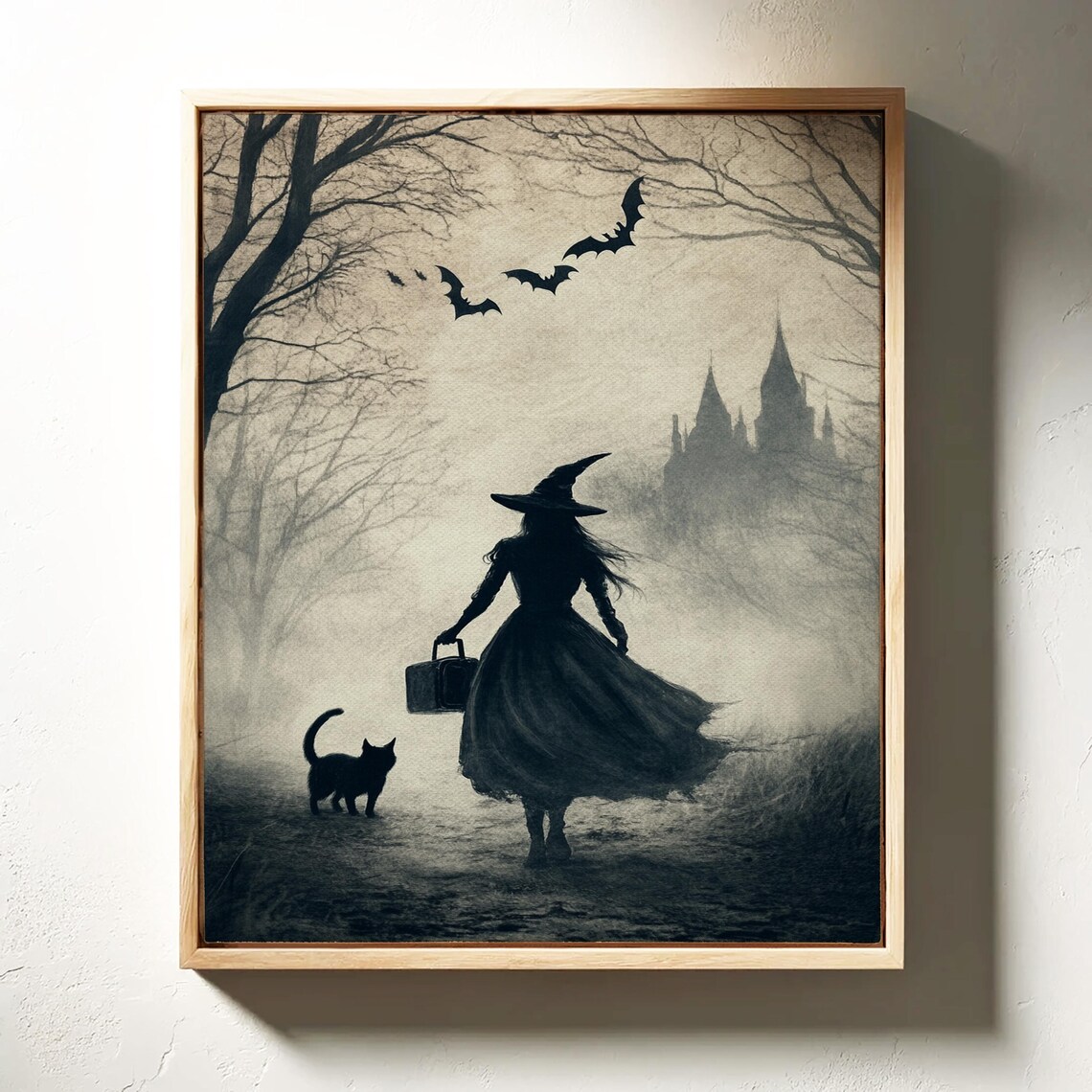 Mystical Witch Silhouette, Halloween Poster Print