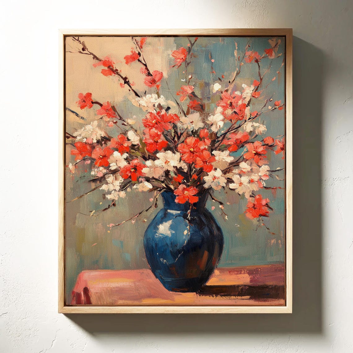 Cherry Blossom Branches in Blue Vase Impressionist Spring Poster - Image 5