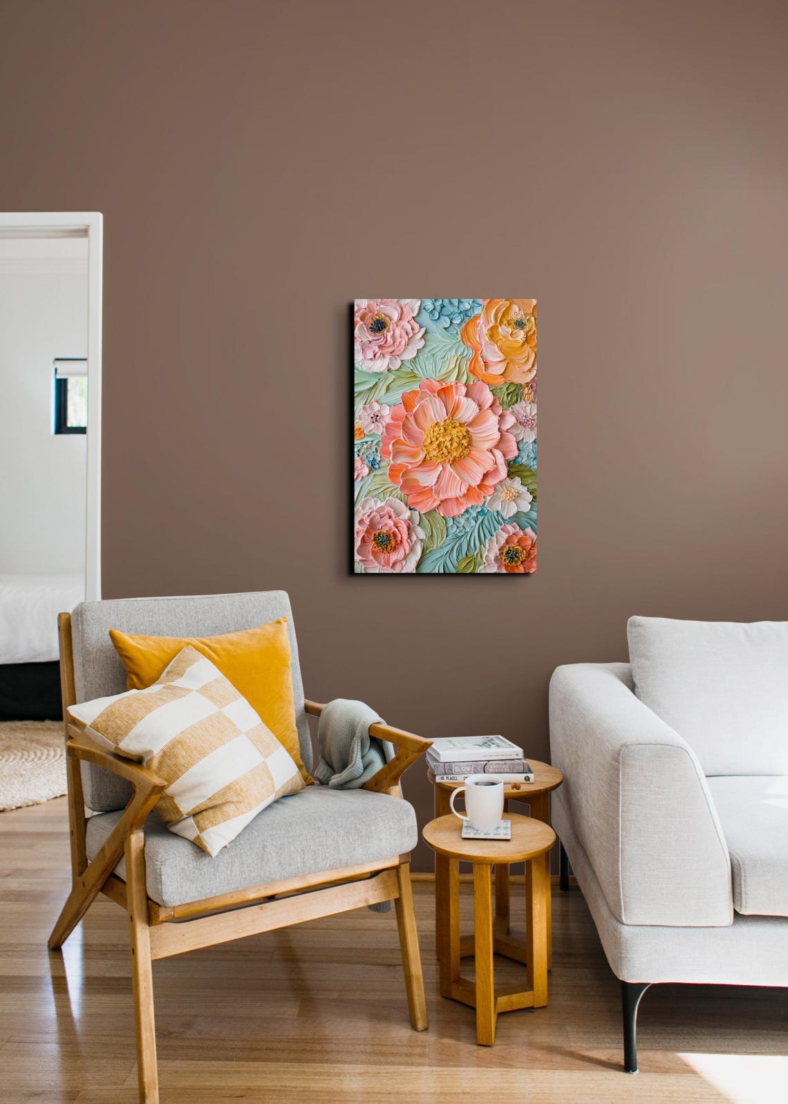 Pastel Impasto Blossom Garden Textured Floral Canvas Art Poster - Image 3