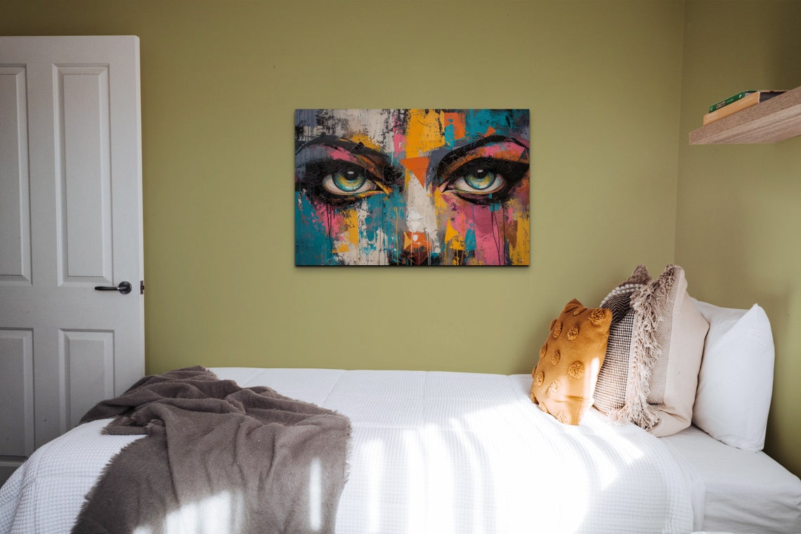 Bold Abstract Colorful Woman Eyes Graffiti Face Painting Poster - Image 6