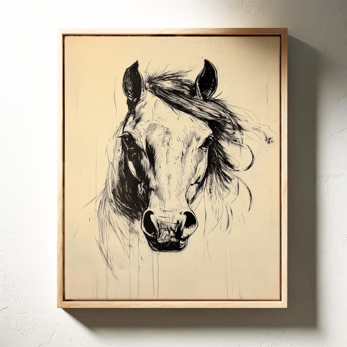 Expressive Front Facing Horse Ink Sketch Equine Painting Poster - Image 4