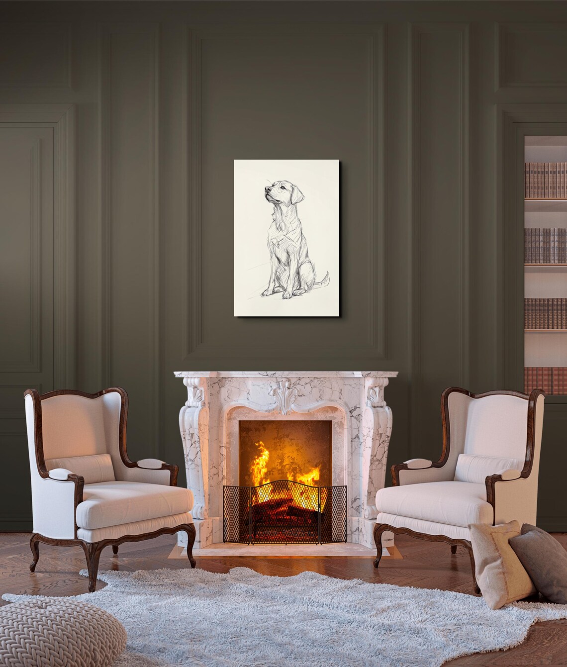 Labrador Retriever Hand Drawn Sketch Upward Gaze Dog Art Poster - Image 7