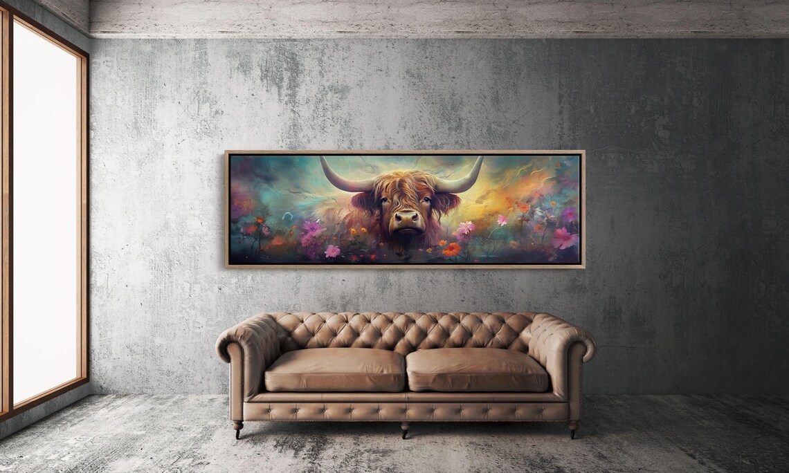 Highland Cow Panoramic Art Print, Farmhouse Decor - Image 3