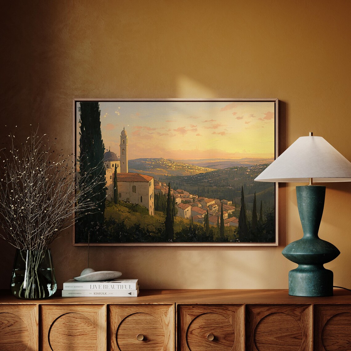 Holy Land Village, Vintage Christian Oil Painting - Image 3