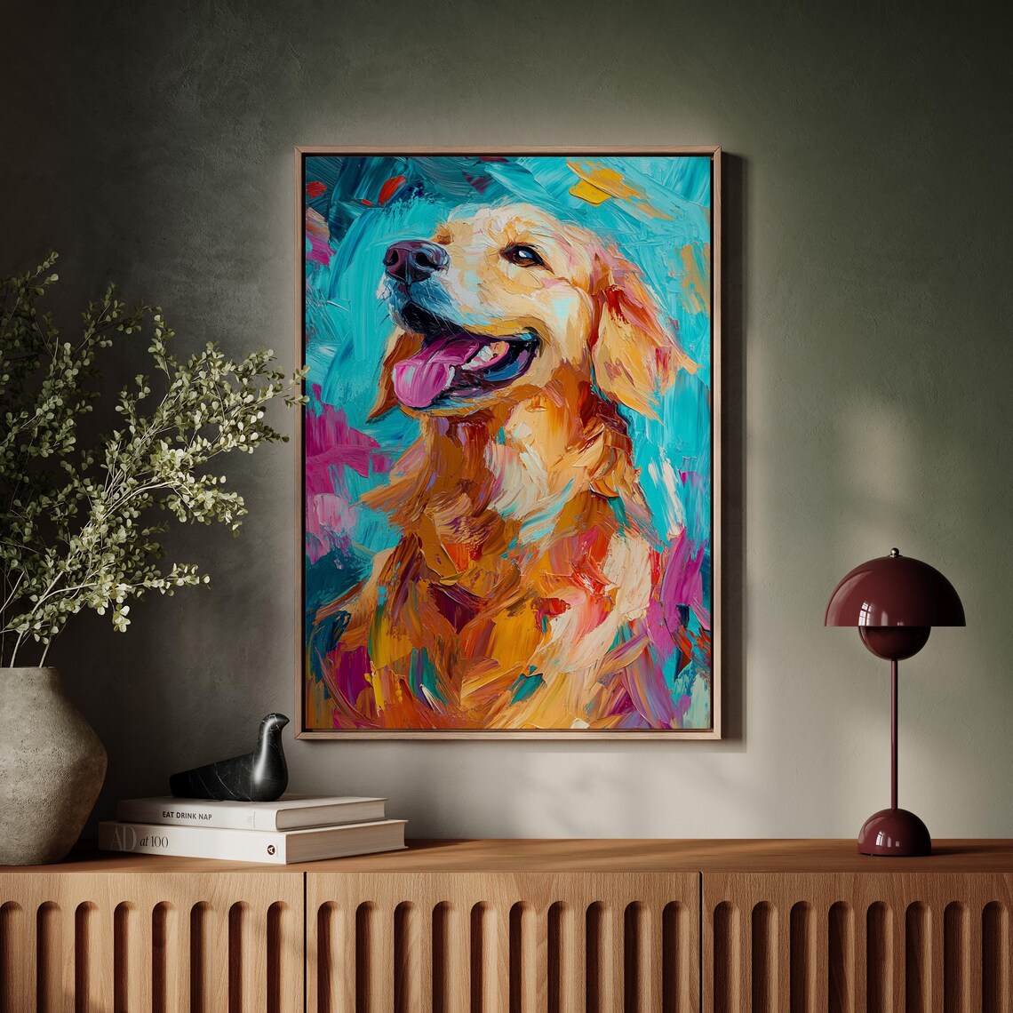 Vibrant Golden Retriever Colorful Dog Portrait Cheerful Pet Wall Art - Image 7