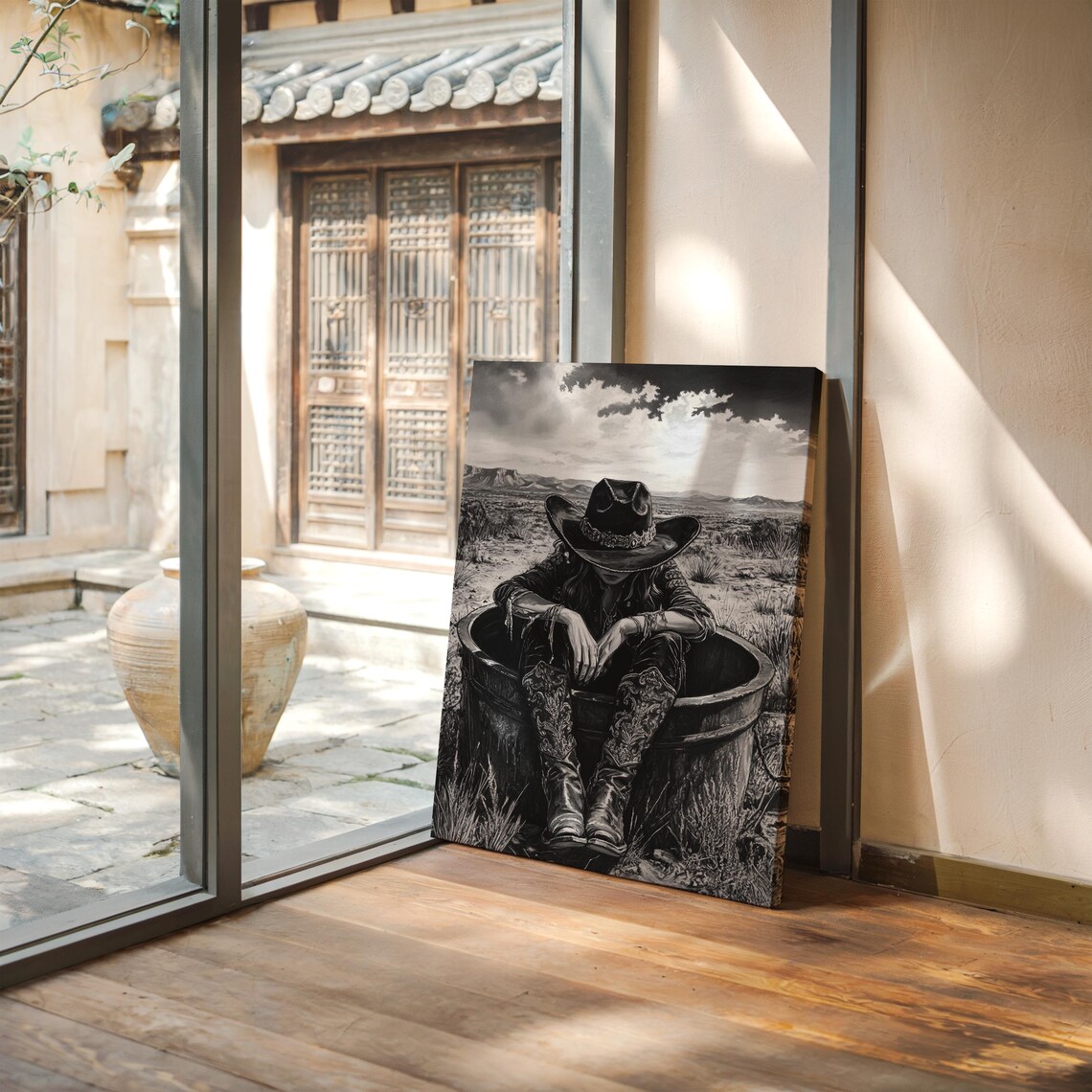 Cowgirl Noir Western Black and White Art Print