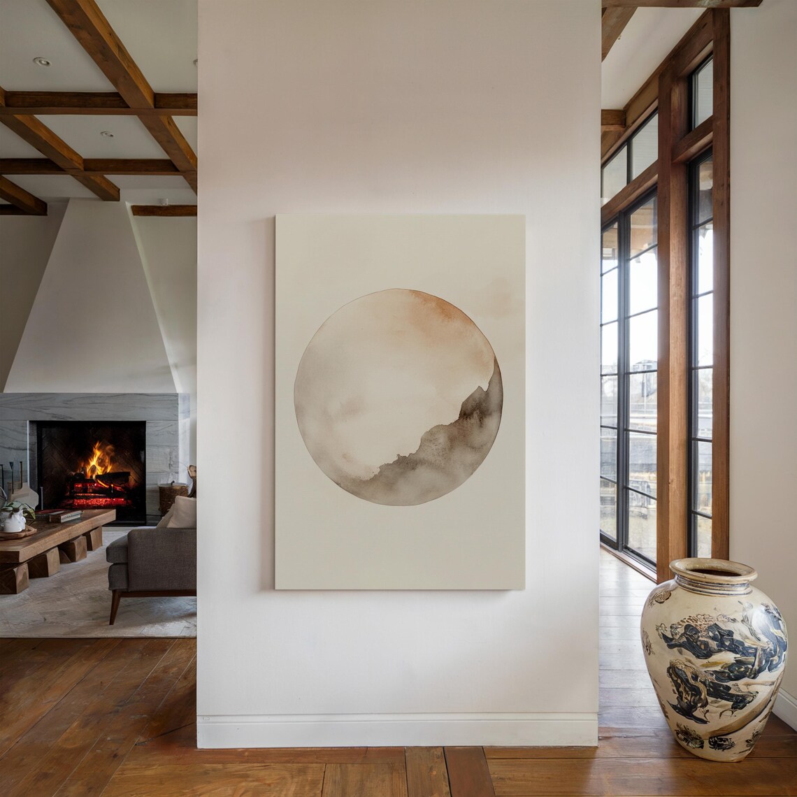 Abstract Watercolor Moon, Minimalist Celestial Art - Image 4