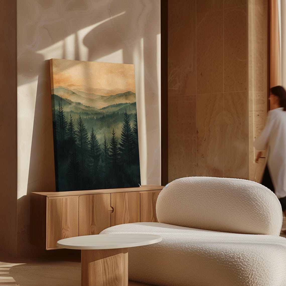 Misty Mountain Evergreen Forest Golden Morning Landscape Poster - Image 7