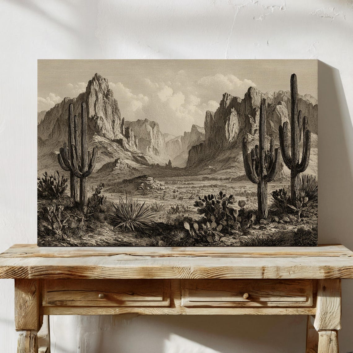 Desert Canyon Vintage Engraving