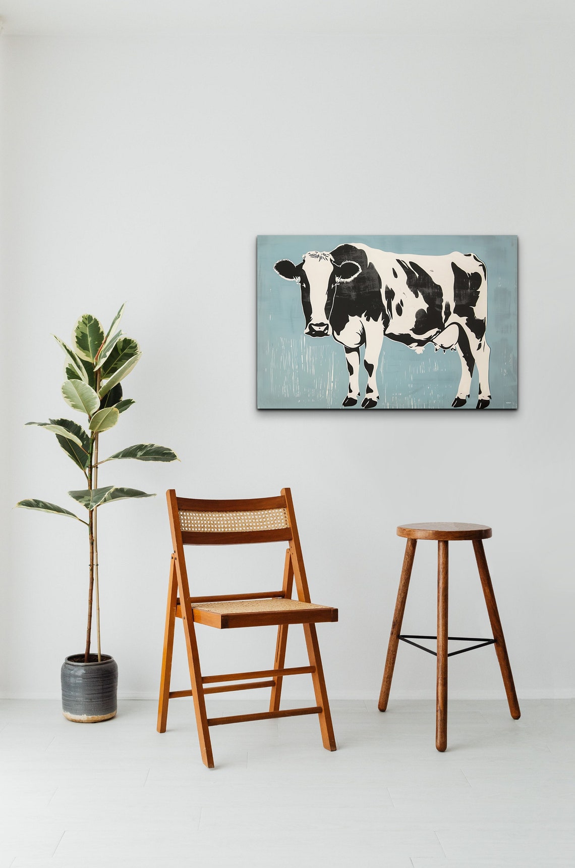 Holstein Friesian Cow Pop Art Style Blue Background Farm Poster - Image 4