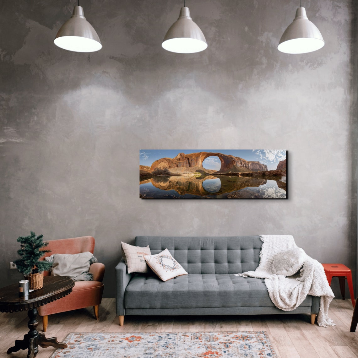 Rainbow Bridge Utah Arch Reflected in Still Desert Water Poster - Image 4