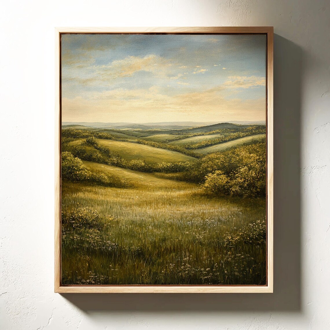 Golden Rolling Hills Meadow Vintage Landscape Oil Painting Poster - Image 4