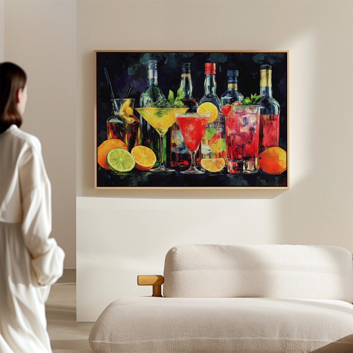 Colorful Cocktail Drinks Citrus Liquor Bottles Modern Bar Poster - Image 7