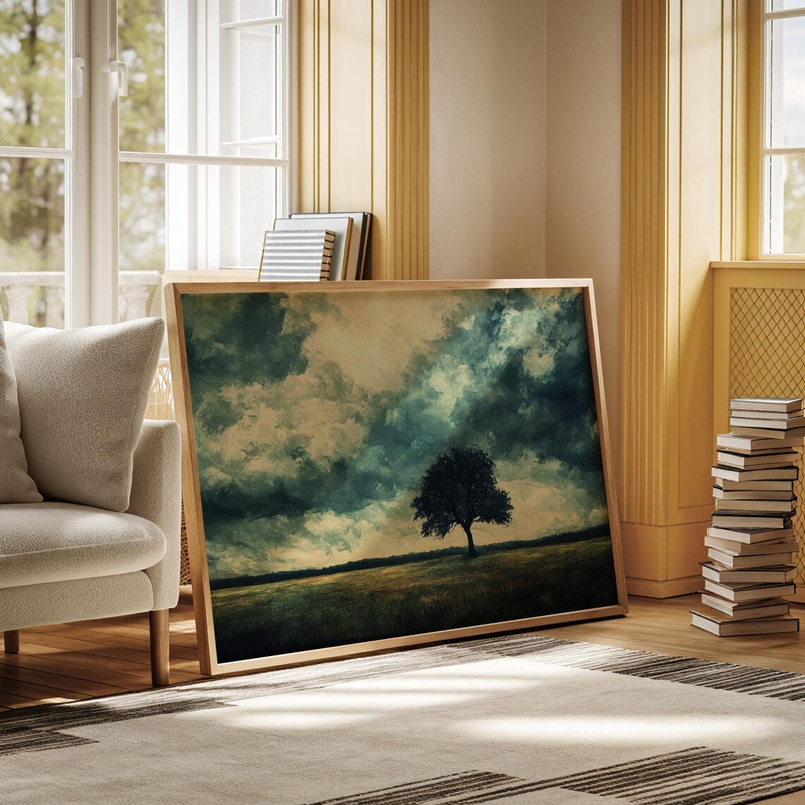Moody Tree, Dramatic Stormy Sky Wall Art Print - Image 4