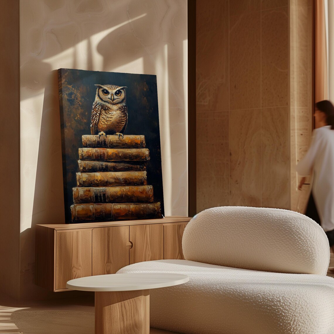 Vintage Owl On Books, Rustic Library Decor Poster - Image 7