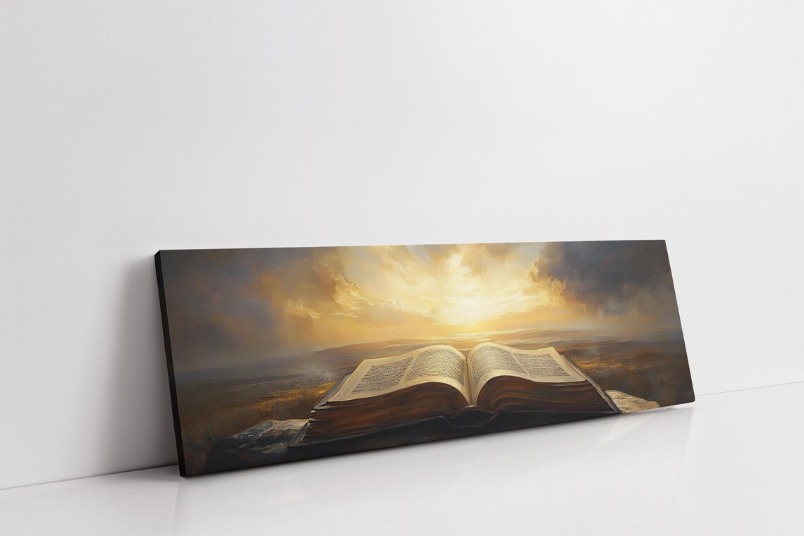 Open Holy Bible Golden Light Spiritual Christian Faith Art Poster - Image 3