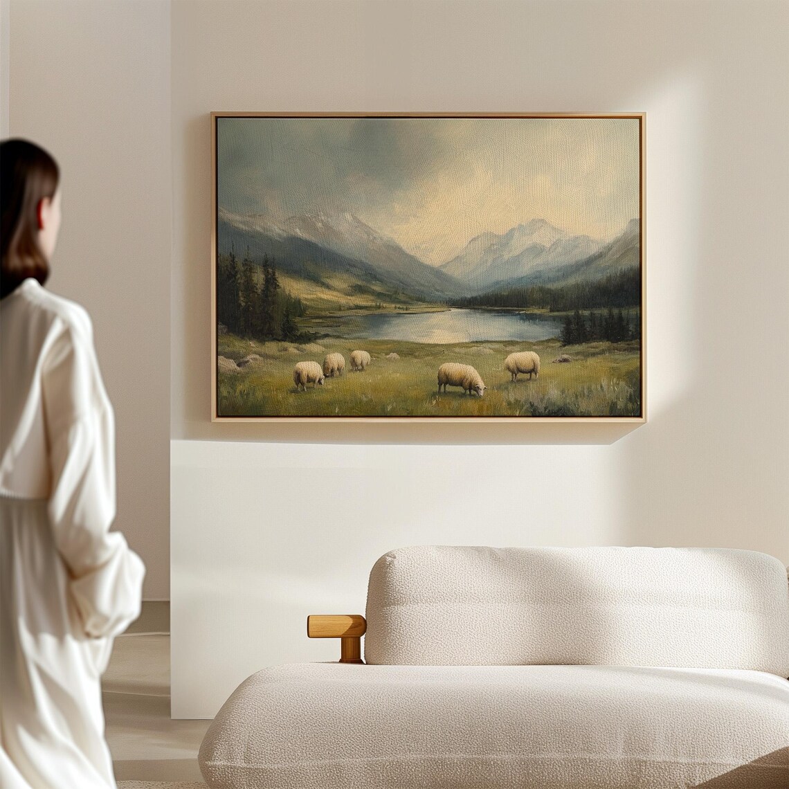 Serene Sheep In Mountain Meadow, Rustic Landscape - Image 7