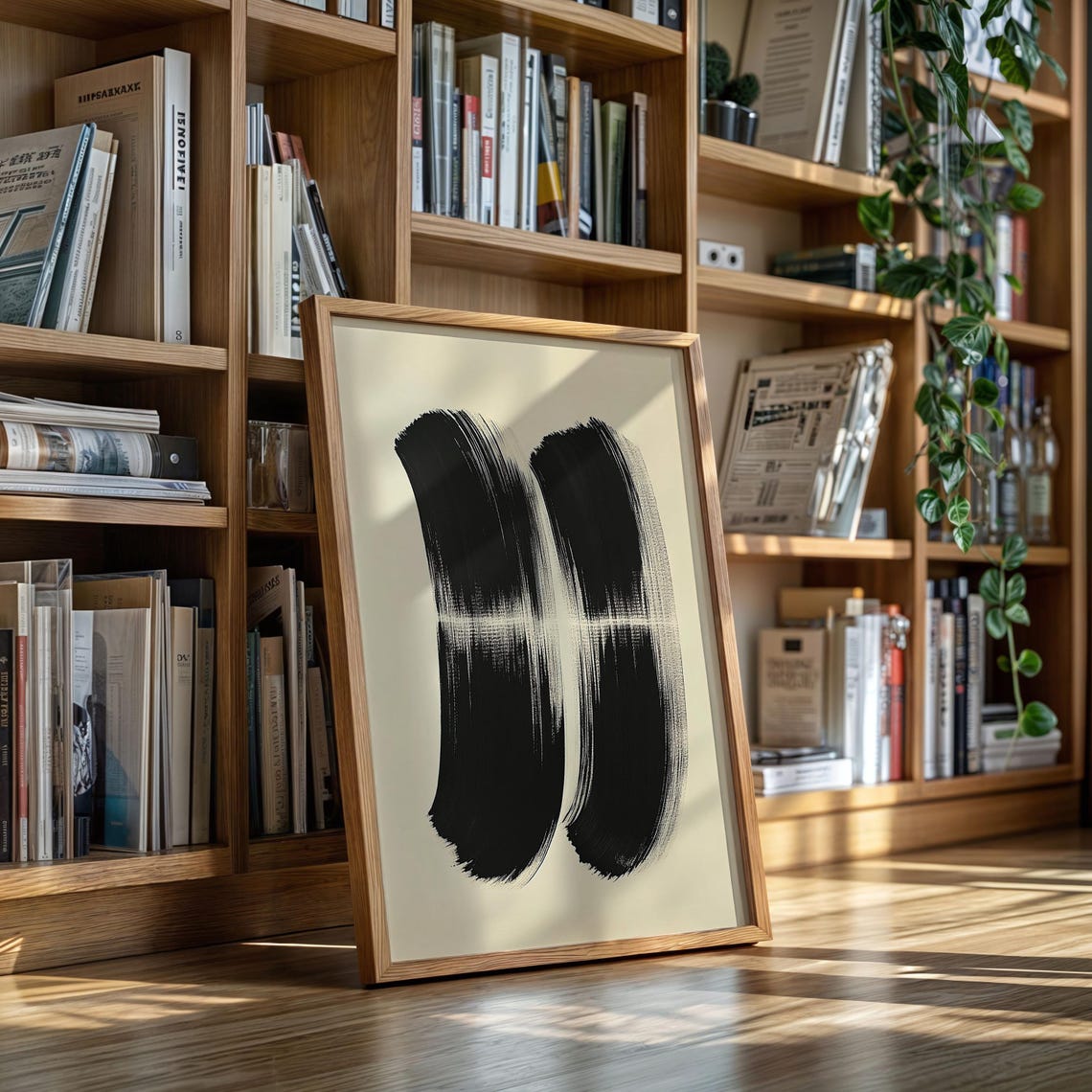 Minimalist Brushstroke Painting Black And White Abstract Canvas Art