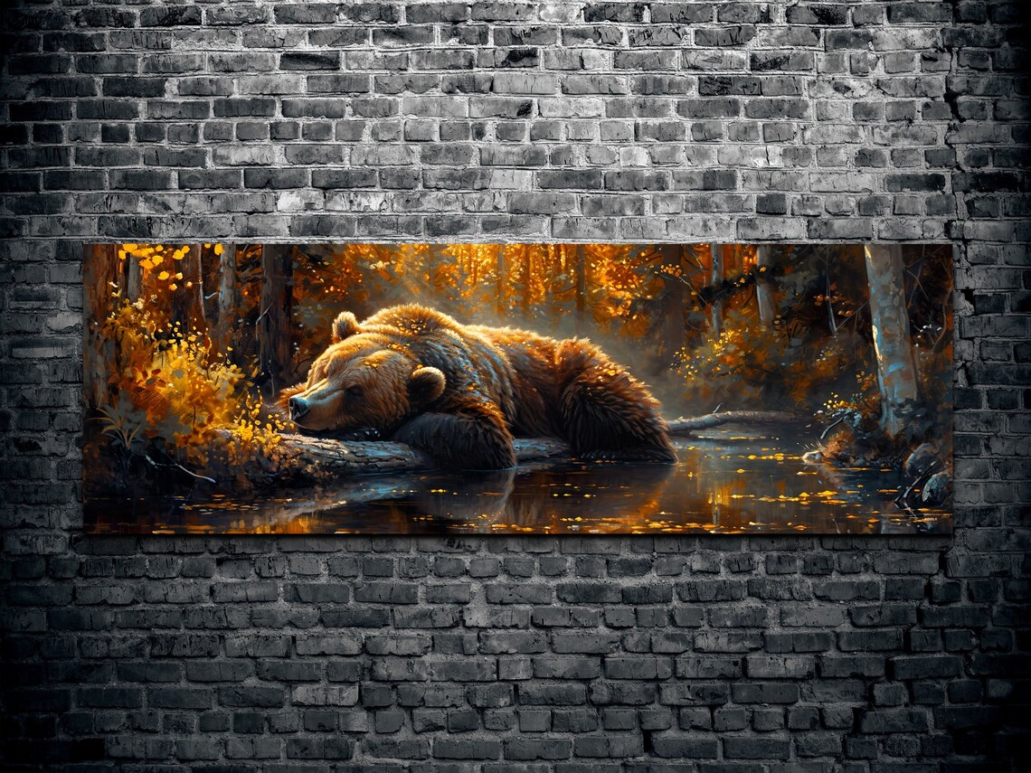 Panoramic Sleeping Bear Art Print, Wildlife Subject - Image 2