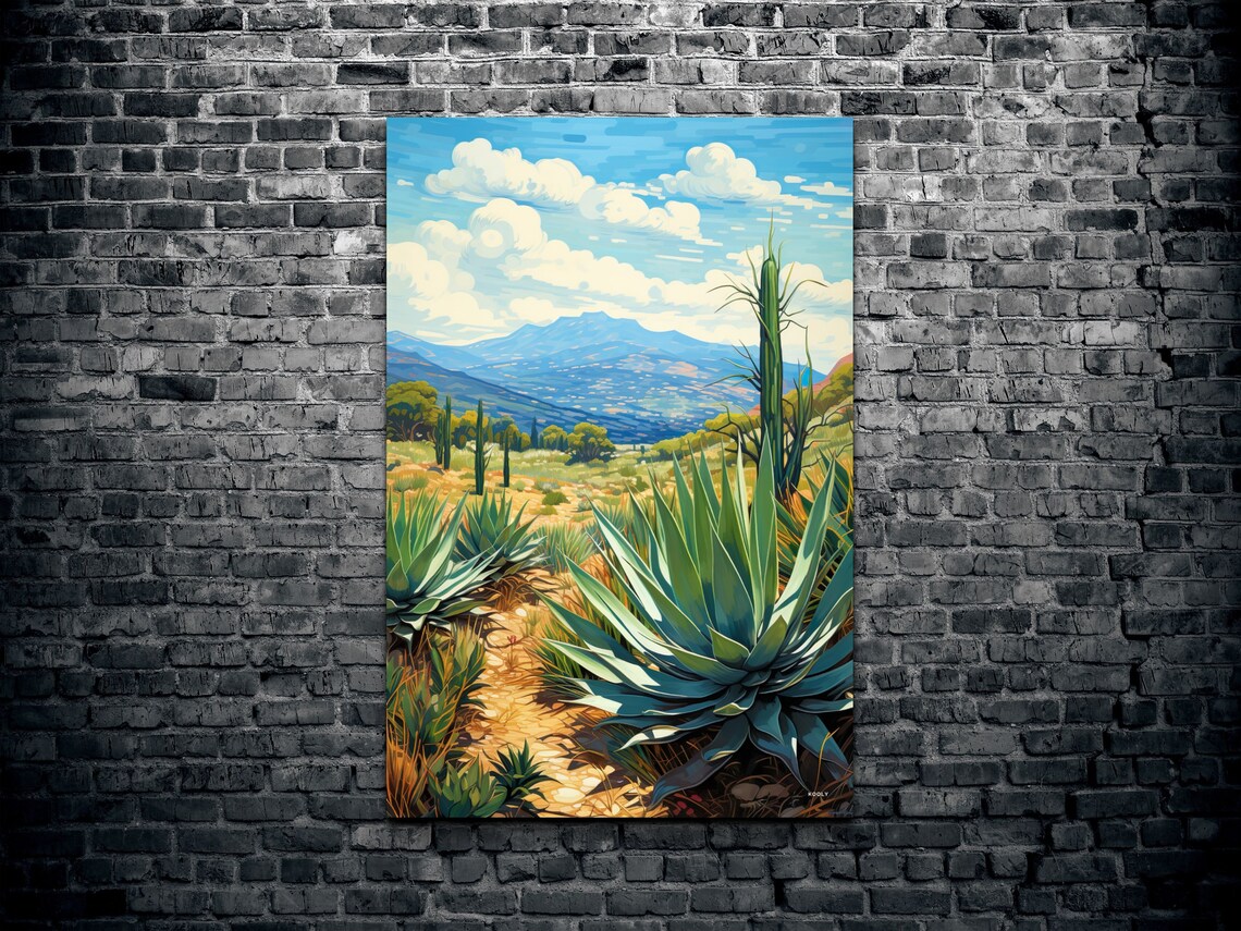 A Bunch Of Agave In The Desert In Watercolor Style Wall Art - Image 2