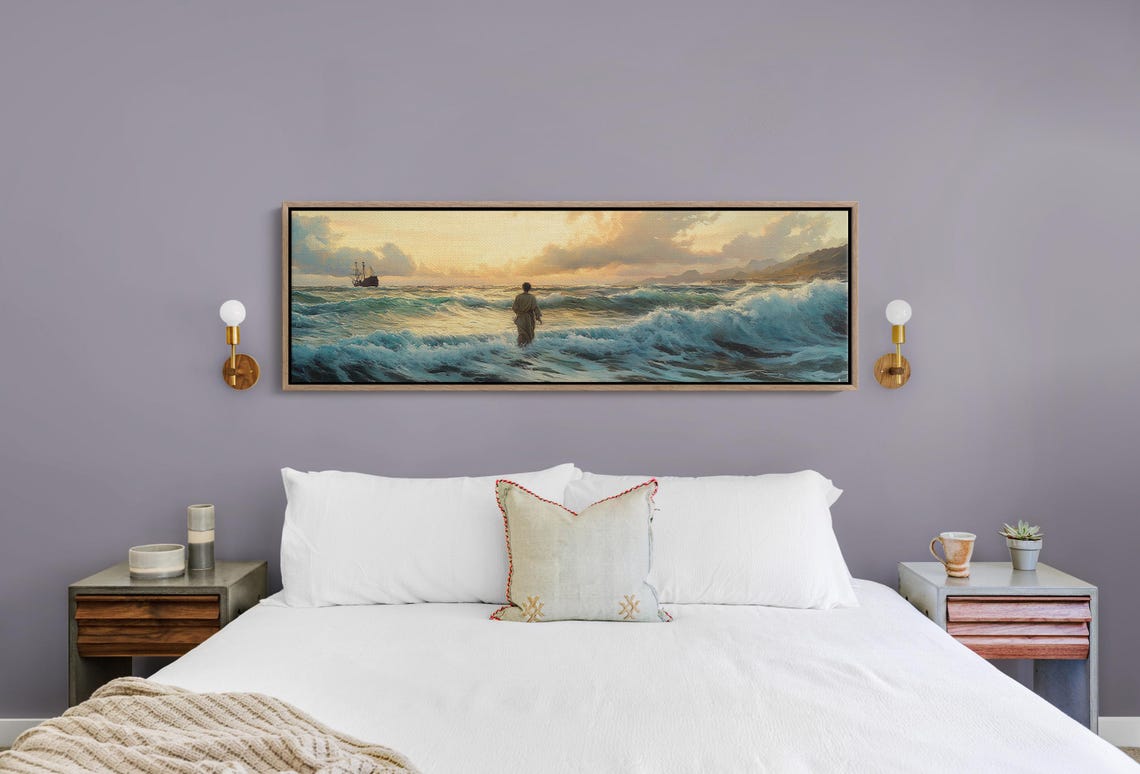 Jesus Walking On Water Biblical Seascape Faith Christian Poster - Image 2