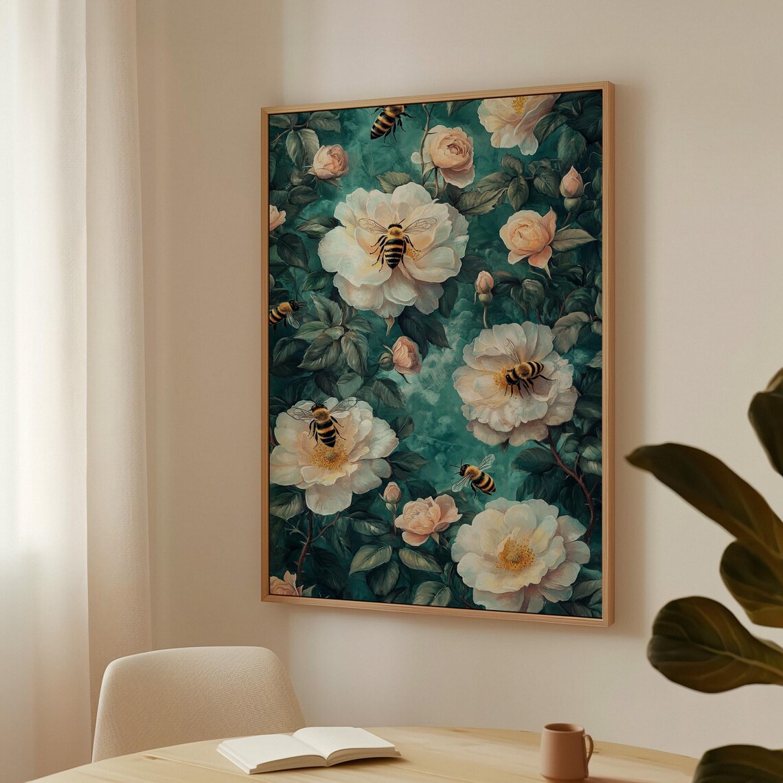 Elegant Bees and Roses Nature Inspired Wall Decor - Image 3
