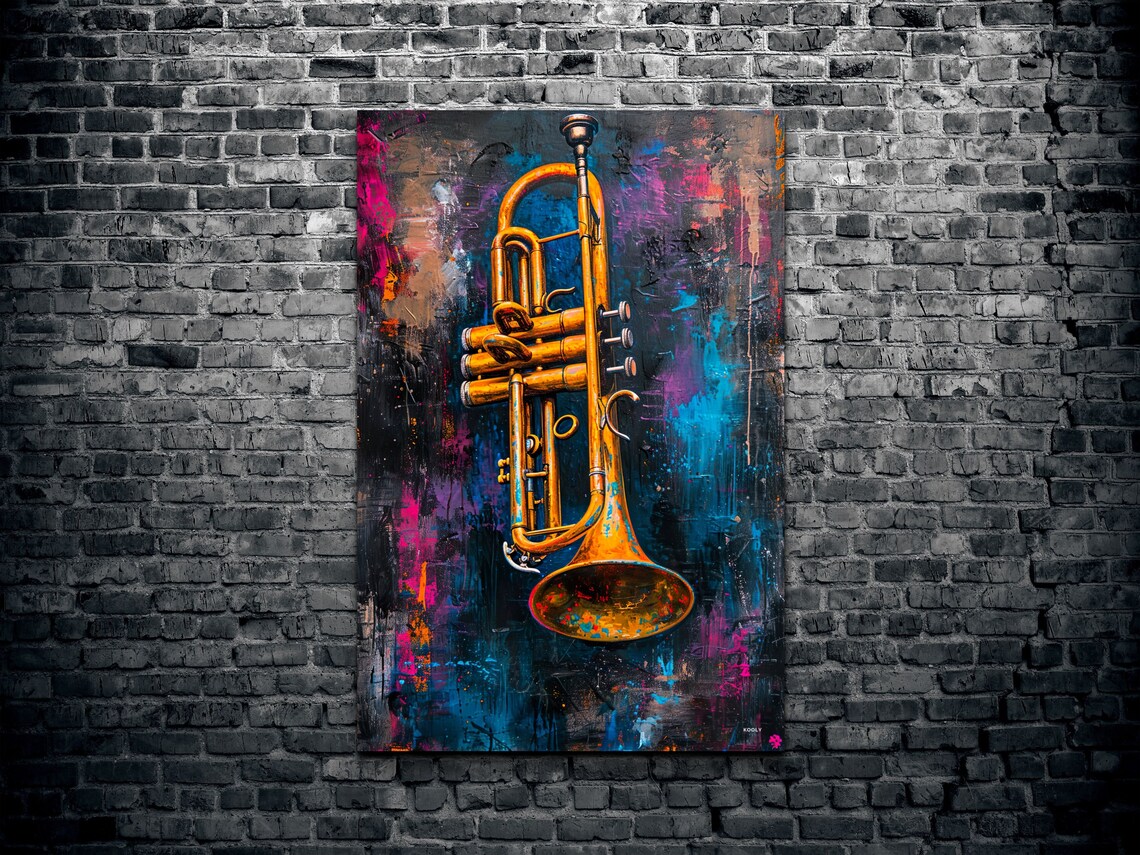 Pop Art Trumpet Poster Print, Vintage Retro Music - Image 2