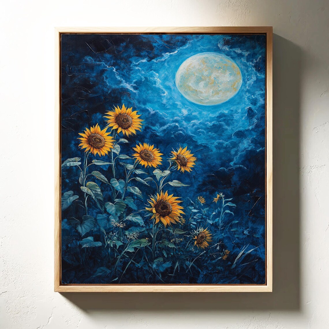 Moonlit Sunflower Art Print, Rustic Botanical Decor - Image 6