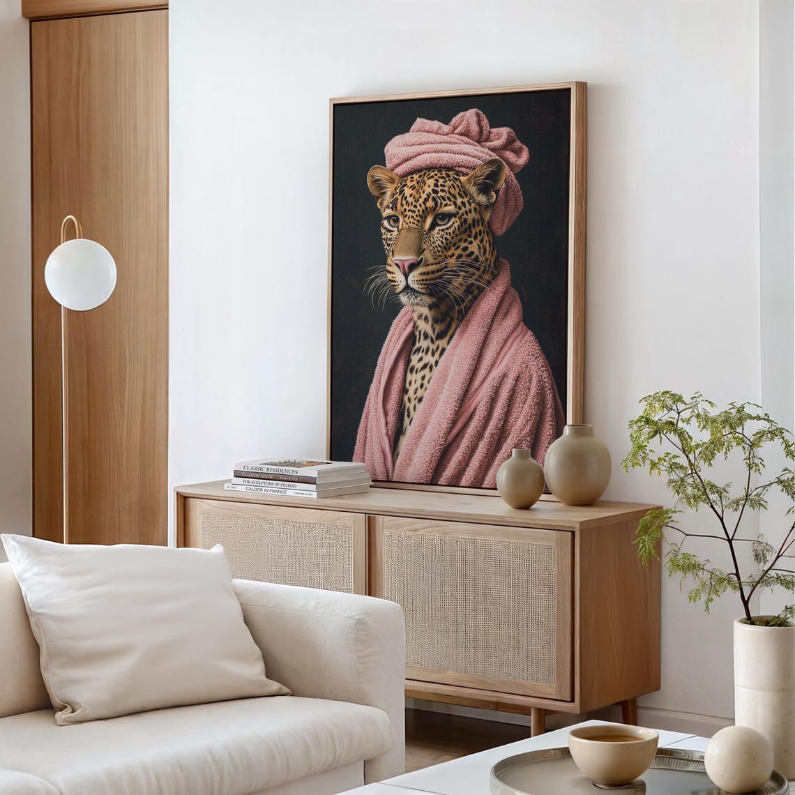 Funny Leopard In Pink Robe And Spa Towel Turban Whimsical Poster - Image 5