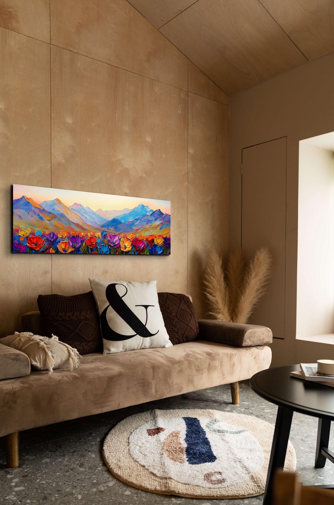 Vibrant Wildflower Meadow Pastel Mountain Dawn Panoramic Poster - Image 7