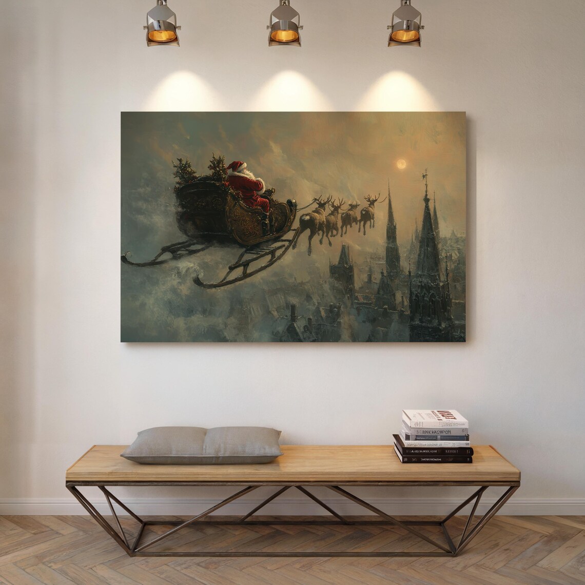 Rustic Farmhouse Santa Reading Art Print, Christmas Decor - Image 4
