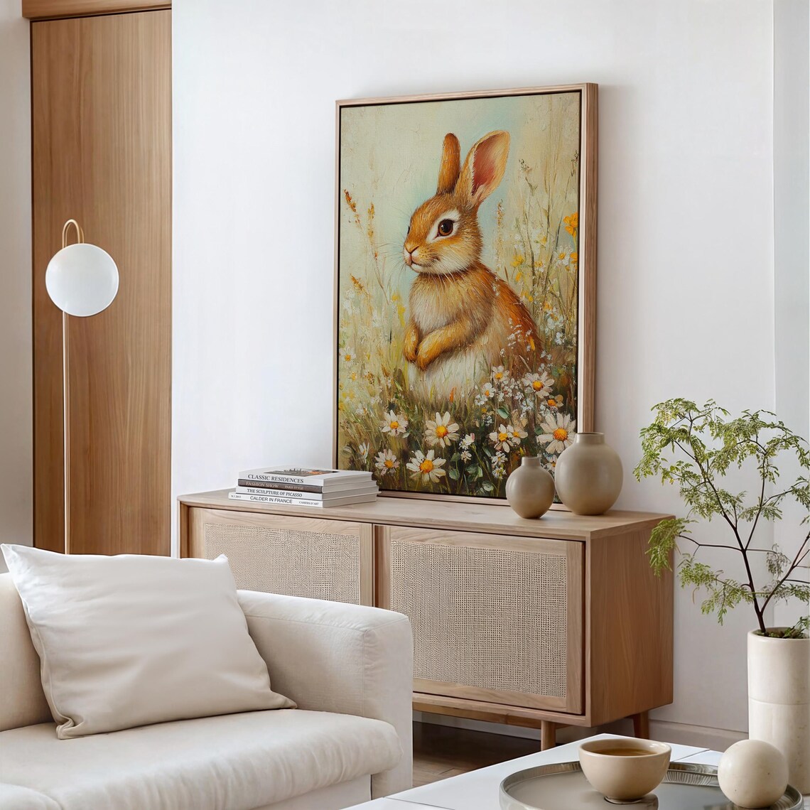 Charming Bunny, Whimsical Rabbit Meadow Art Print - Image 5