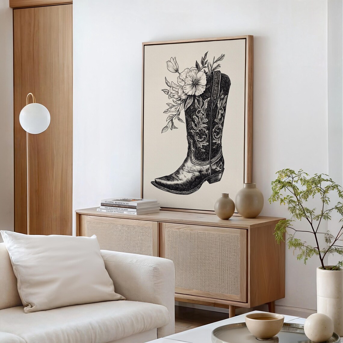 Floral Cowboy Boot Vintage Western Wall Art Print - Image 4