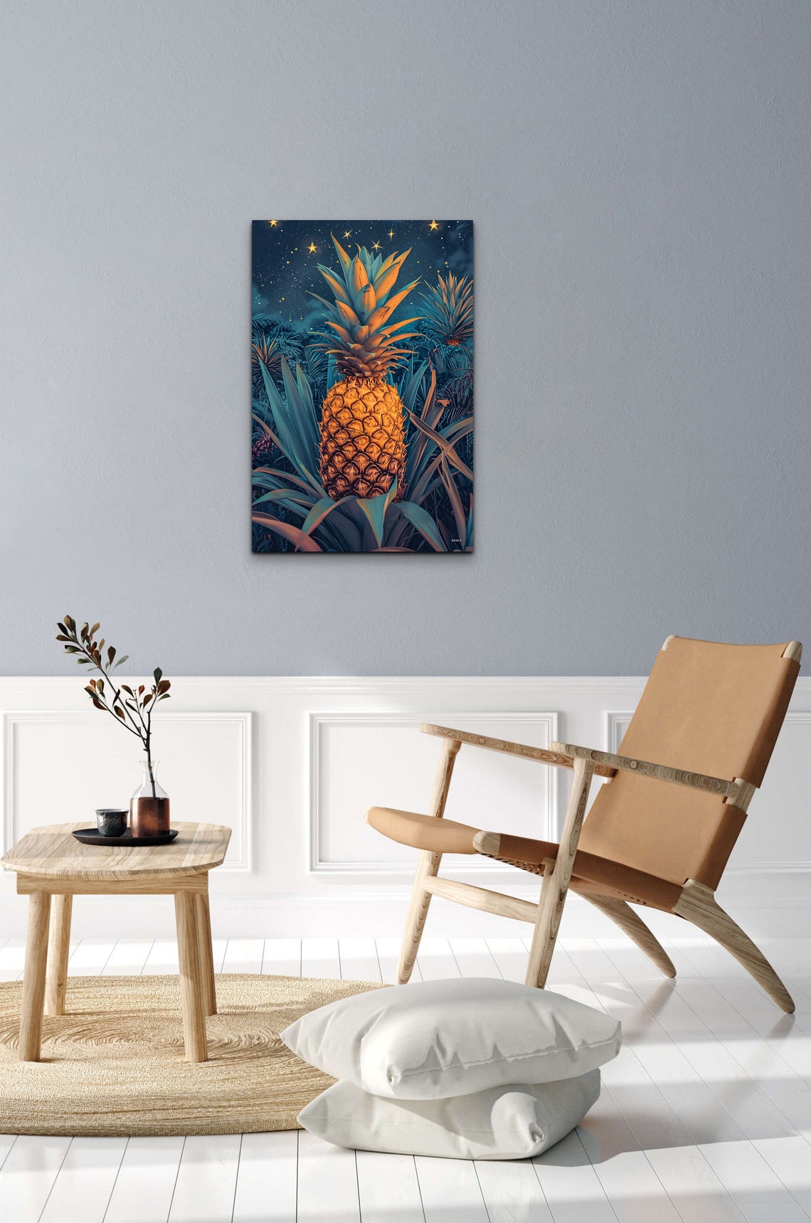 Pineapple Under Starry Night Sky Tropical Jungle Fruit Wall Art - Image 6