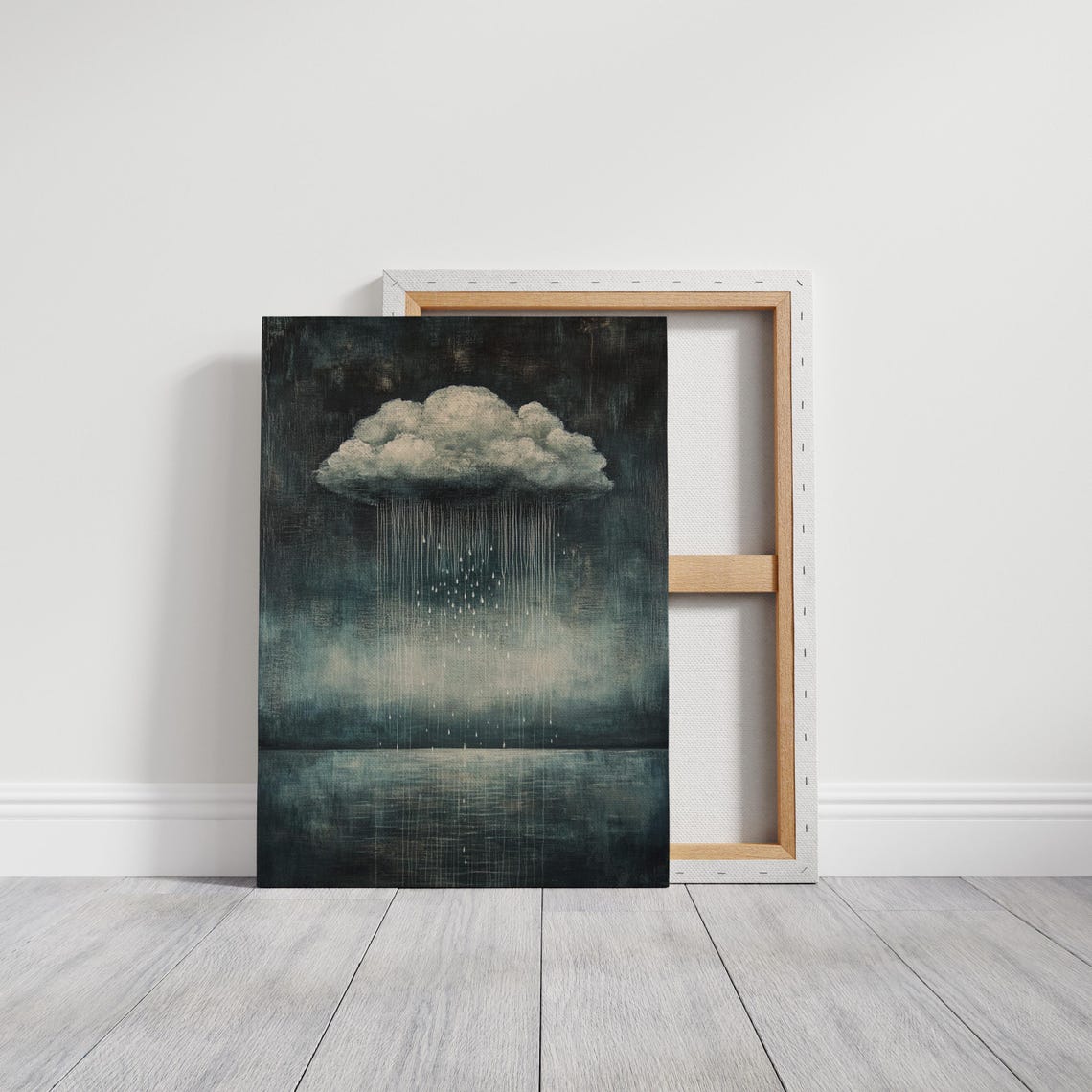 Lonely Rain Cloud Over Dark Water Moody Minimalist Sky Art Poster - Image 3