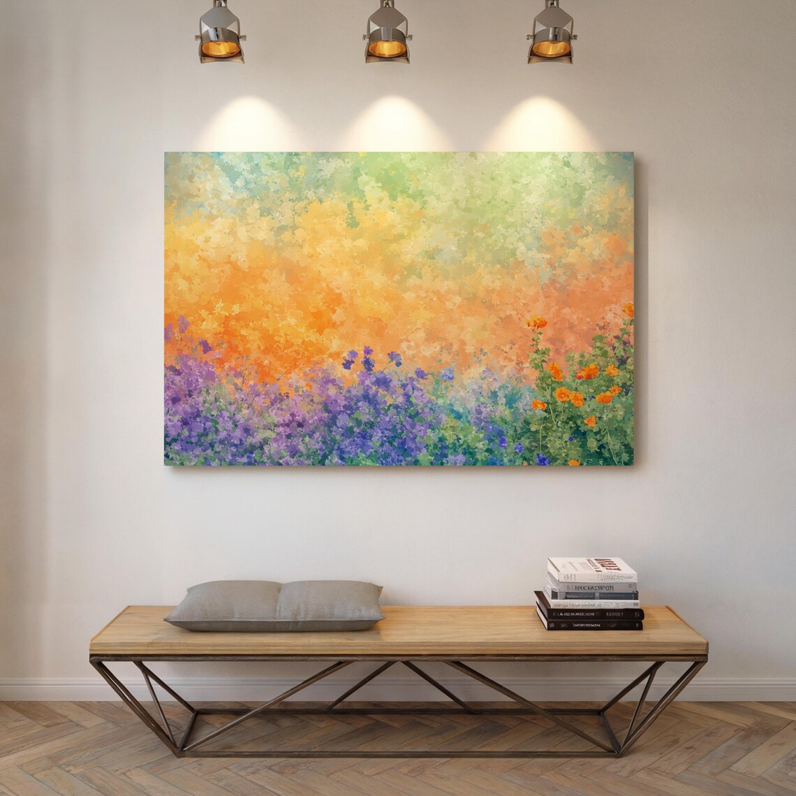 Abstract Floral Painting Purple Wildflowers Orange Poppies Spring Poster - Image 4