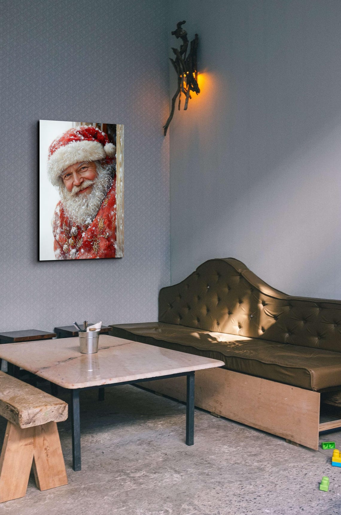 Vintage Santa Wall Art Antique Christmas Wall Art Snowing Santa Art Winter Art Christmas Art Santa Claus Art Antique Art - Image 7