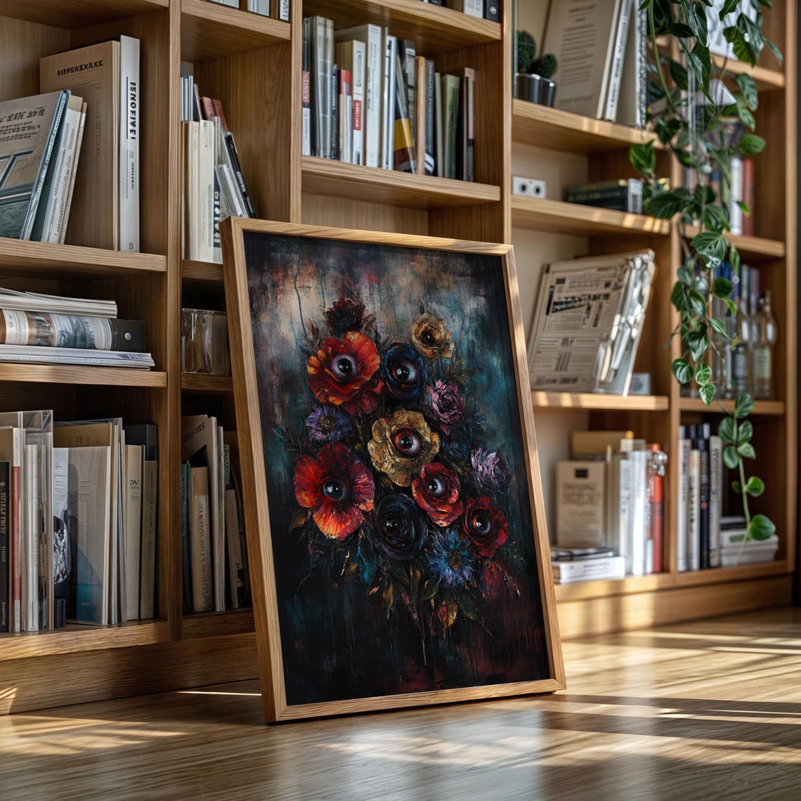 Surreal Eye Bouquet Dark Fantasy Floral Painting Gothic Poster