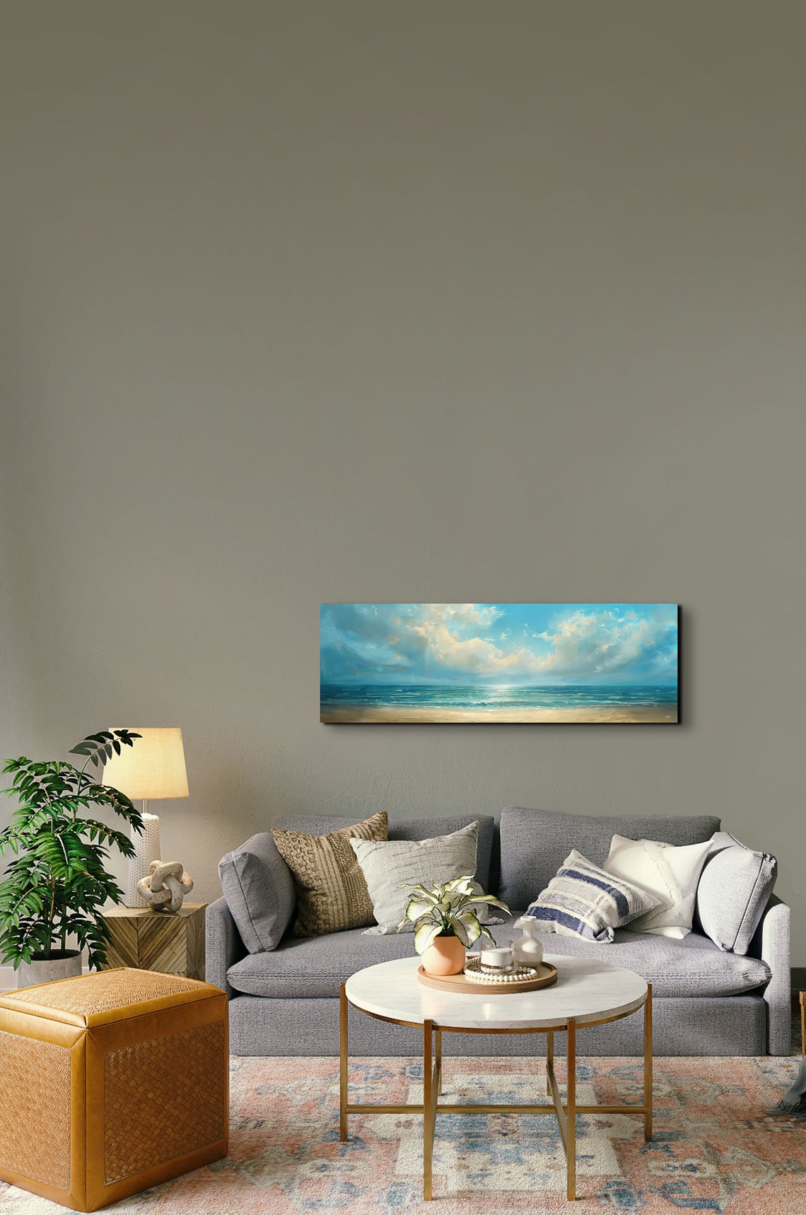 Sparkling Turquoise Sea Under Sunlit Clouds on a Shore Poster - Image 5