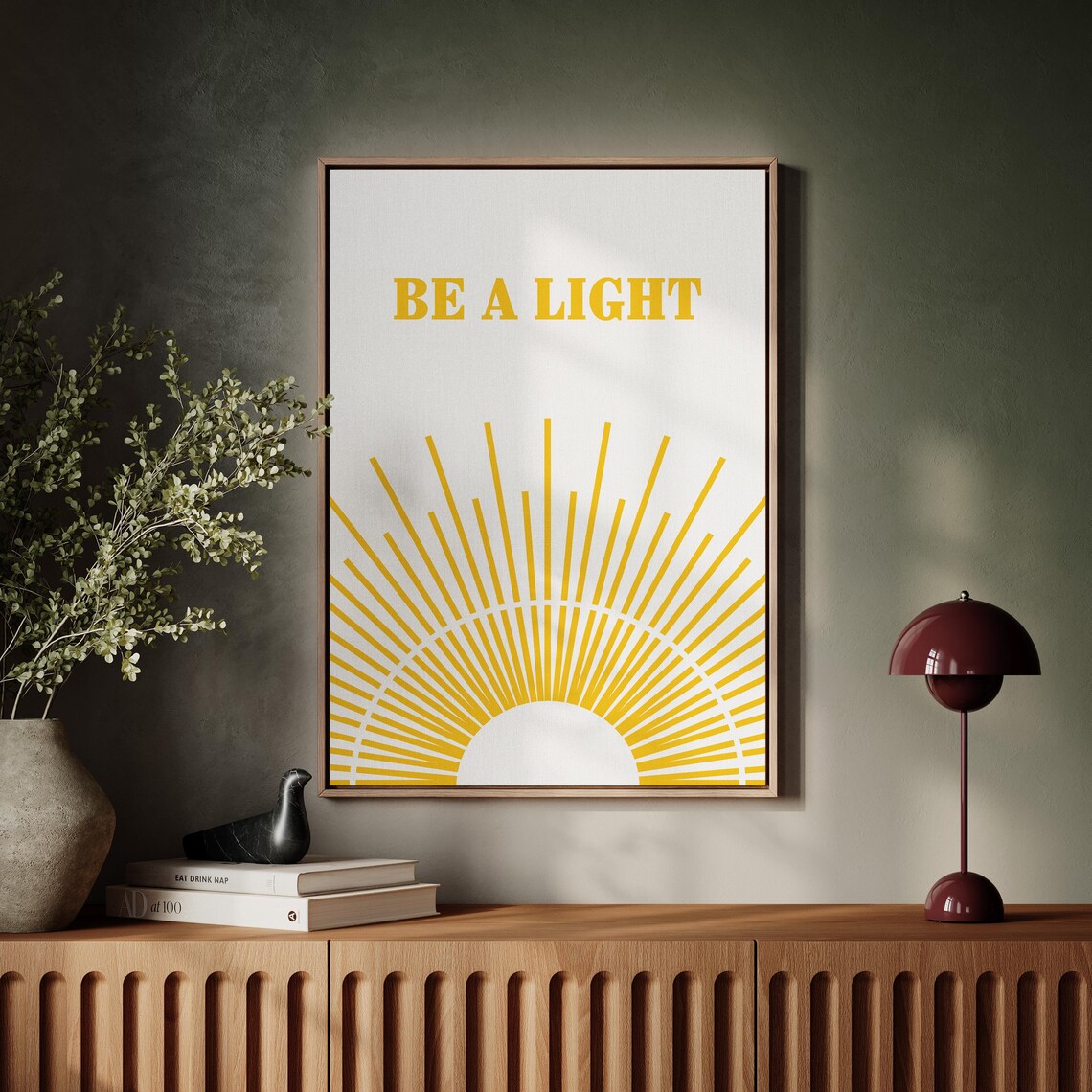 Be a Light Yellow Sunburst Modern Inspirational Quote Poster - Image 3