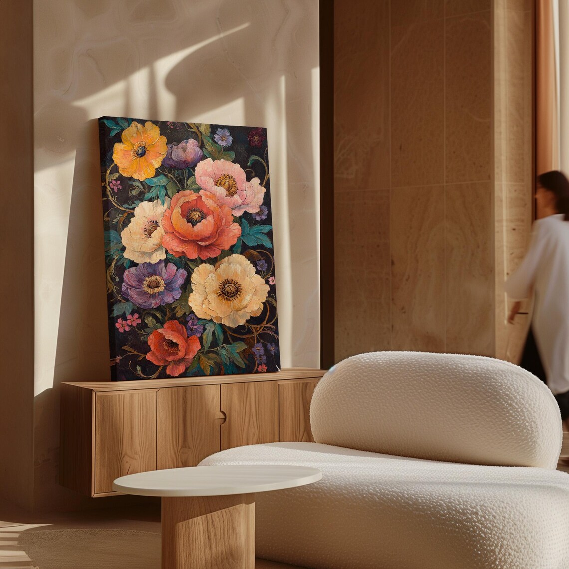 Vibrant Floral Bouquet Textured Oil Painting Bold Blooms Poster - Image 6