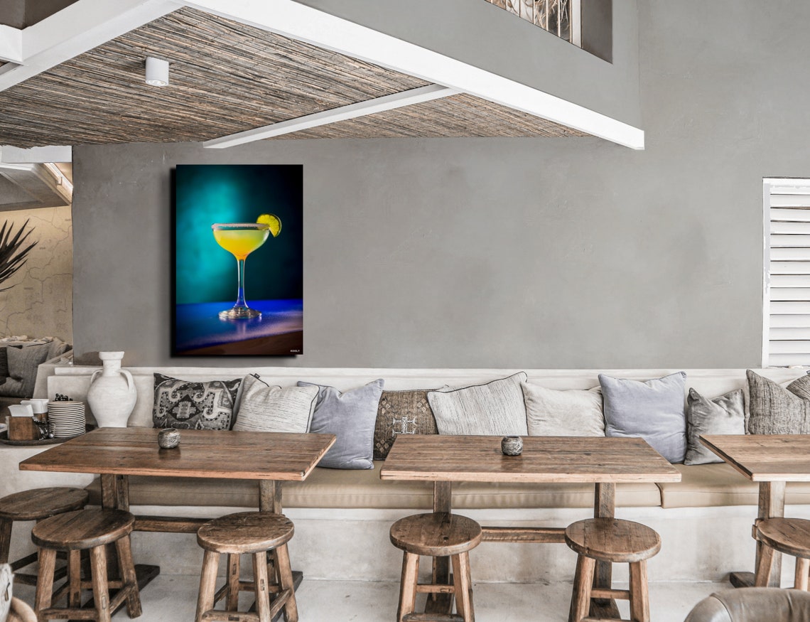 Festive Margarita Cocktail Lime Salt Rim Blue Bar Photo Poster - Image 7