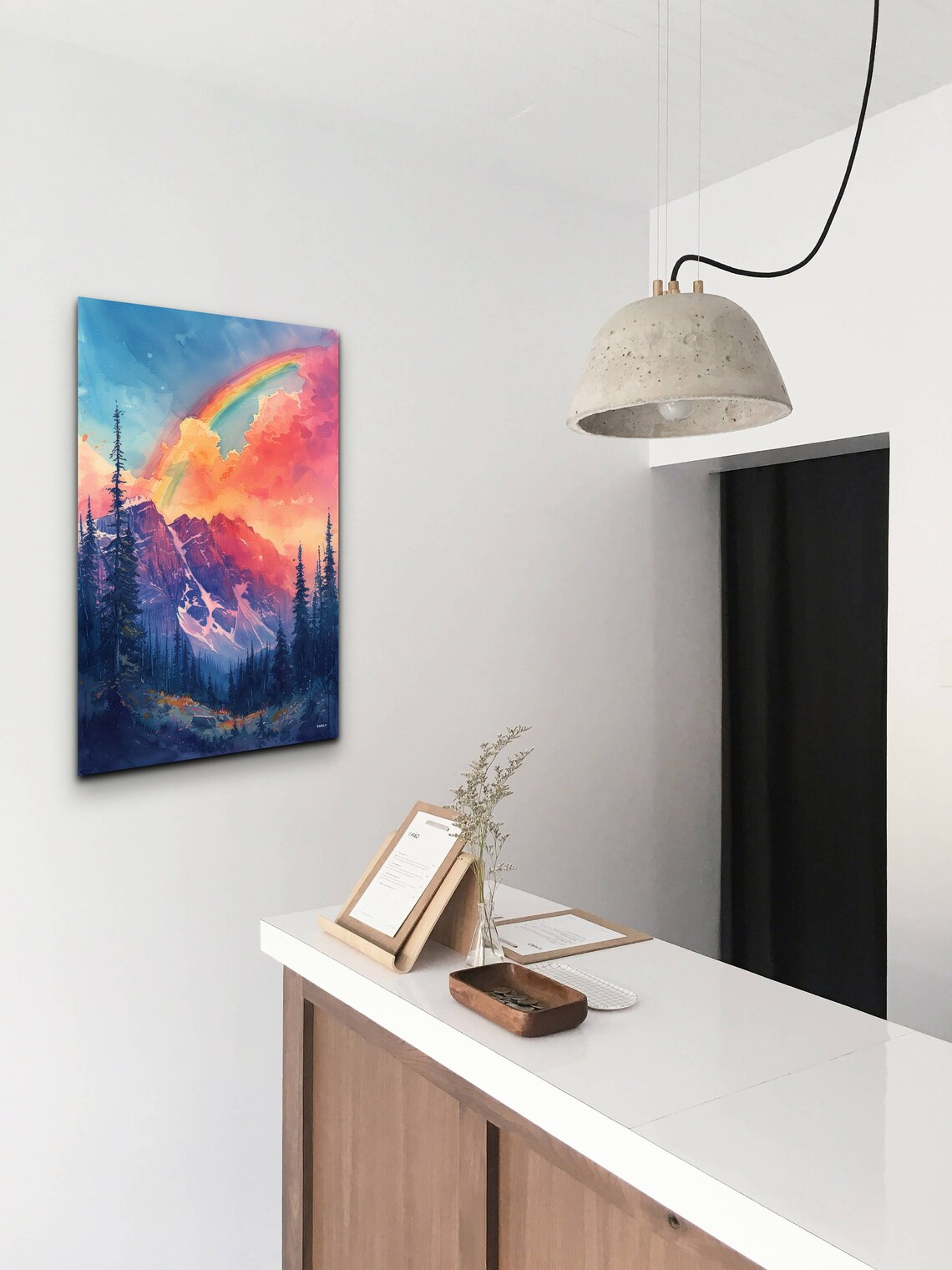 Watercolor Rainbow Mountain Wall Art - Image 4